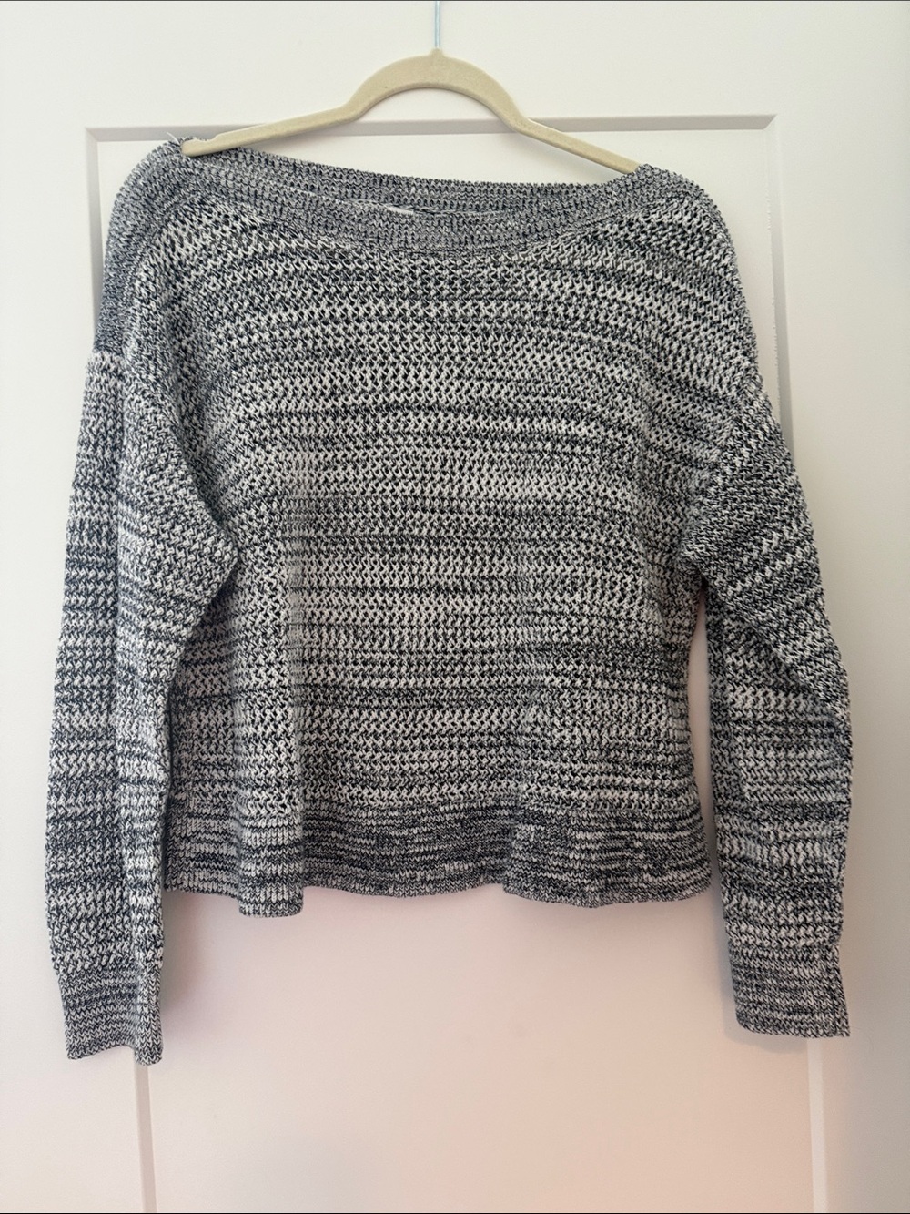 Casual Navy & White Marled Boatneck Sweater